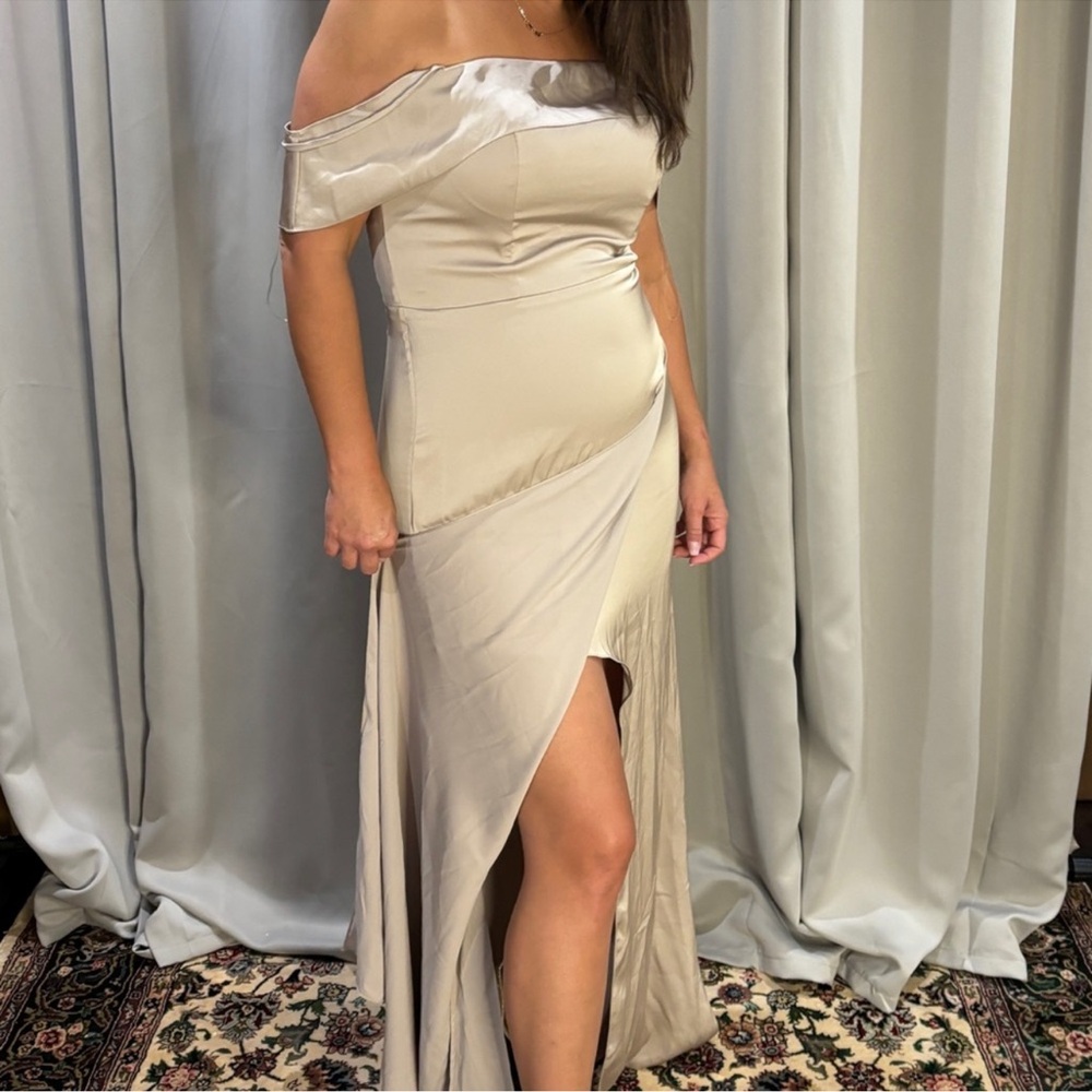 Mori Lee Strapless Cream Gown